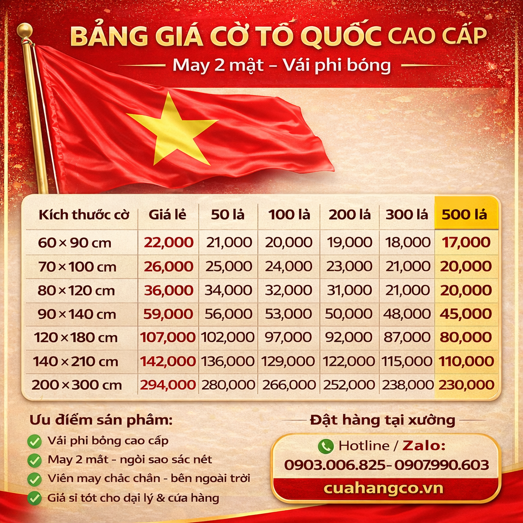 Bảng giá cờ tổ quốc tham khảo